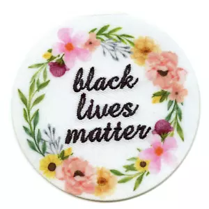 Black Lives Matter cerchio floreale ricamato ferro su toppa fotografica - Foto 1 di 2