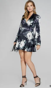 New Guess Marciano Stardust Floral Silky Wrap Flutter Bell Sleeves Party 0 XS - Picture 1 of 5
