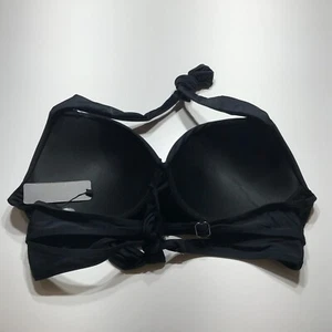 Tempt Me Bikini Top Womens Sz XL Black Swimwear Twist Front Halter Built-In-Bra - Picture 1 of 13