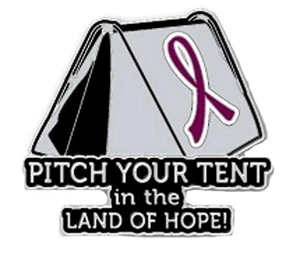 Burgundy Cancer Awareness Ribbon Pin Pitch Your Tent in the Land Hope Camping - Picture 1 of 2