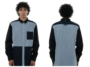 WeSC Oden Hemd Herren M Damen L Denim Colorblock Langarm Indigo Blocked - Bild 1 von 9
