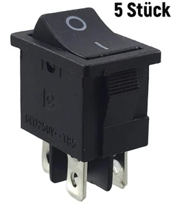5 Stück Wippschalter 19 x 13 mm, 2 polig (4 pin), schwarz - Picture 1 of 5