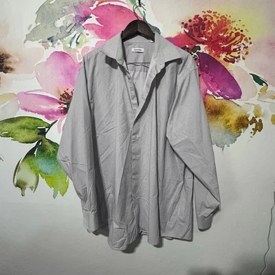 Calvin Klein Cotton Shirt 19 36/37 Big & Tall Performance No Iron Buttonup Dress - Image 1 of 4