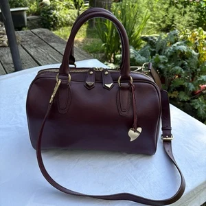 Cuore & Pelle Burgundy Celeste Satchel Leather Crossbody Strap Double Handles - Picture 1 of 10