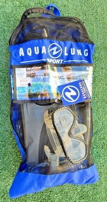 AquaLung 运动指南针 LX 呼吸管套装 – 面具、浮潜和脚 – S/M – 全新 — 第 1/4 张图片
