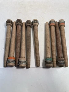 Wood Bobbins Wood Quills Vintage Factory Reclaimed Industrial 7 3/8", lot of 10 - Picture 1 of 4