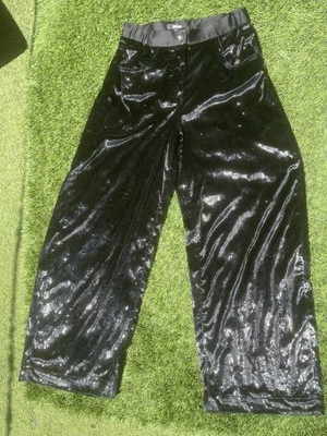Pantalón ancho de terciopelo metálico negro Just Cavalli talla 40 o pequeño Foto 1 de 4