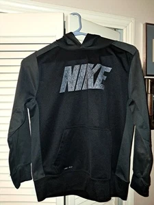 Nike Dri-Fit Hoodie Black & Gray Large Boys Size pullover - Picture 1 of 6