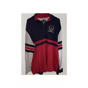 VINTAGE Tommy Hilfiger RUGBY Erwachsene XXL Langarm gestreift Zip Y2K 1/4 Zipper - Bild 1 von 15
