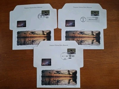 3 1999 US Scott #UC65 Voyageurs National Park, MN. Elbe WA, Washington  Denver - Image 1 of 4