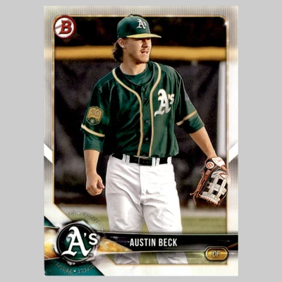Austin Beck #BP6 2018 Bowman Prospects Oakland Athletics Baseball Card MLB NM - Image 1 of 3
