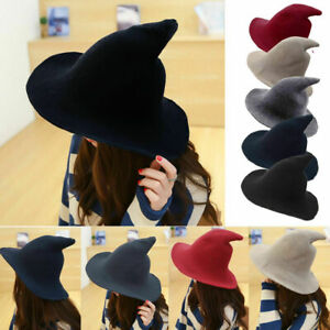 Womens Halloween Witch Hat Modern Cosplay Costume Party Wide Brim Knitted Hat