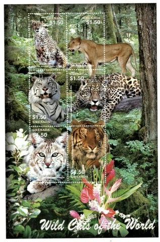 Grenada - 2004 - Wild Cats - Animals - Sheet Of 6 stamps - MNH Cover