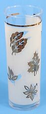 Federal Glass Tumbler Frosted Leaves Vintage 14 Oz. 6.7" Tall Mid Century Retro