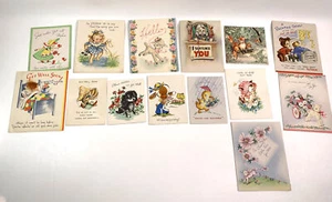 14 tarjetas vintage Get Well animales niños chatarra reserva diario basura - Imagen 1 de 12