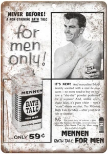 Mennen Bath Talc Vintage Powder Ad 12" x 9" Reproduction Metal Sign ZF99 - Picture 1 of 1