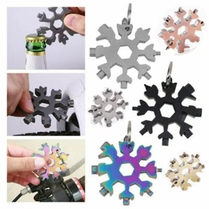 18 in 1 Edelstahl Werkzeug Multitool tragbar Schneeflockenform Schlüsselanhänger Schraubendreher - Bild 1 von 22