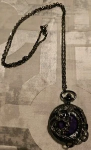 Mystical Purple Dragon Eye Pocket Watch w/ 32” Gunmetal Chain - Picture 1 of 7