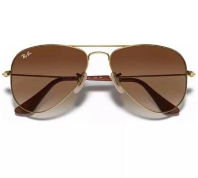 Gafas de sol Ray-Ban Junior marco dorado lentes ámbar/marrón aviador - Nuevas Foto 1 de 4