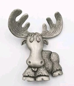Broche prendedor alce 3D vintage JJ joyería peltre caprichoso y adorable amante de los animales - Imagen 1 de 10