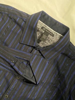 INC International Concepts 男式正装衬衫,带领,黑色,L 码 — 第 1/4 张图片