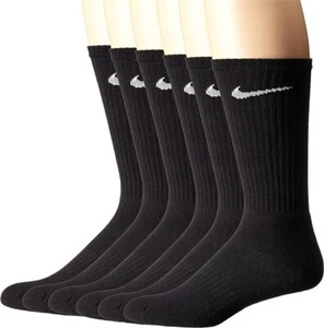 NIKE Dri-Fit Everyday Training 6-Pack Crew Socks Large (8-12) Black