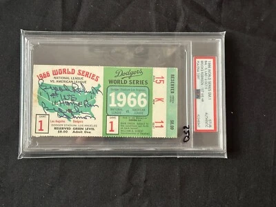 Brooks Robinson Autographed 1966 WORLD SERIES GAME 1 STUB PSA 1st WS HR - Image 1 of 4
