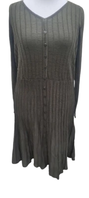 Sheego Damen Strickkleid Olivgrün Kleid Herbstkleid Langarm Midi Übergröße - Bild 1 von 4