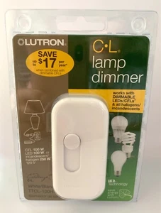 Lutron Dimmer 100 Watt Plug In Lamp CFL LED Light Control Switch White - Picture 1 of 5