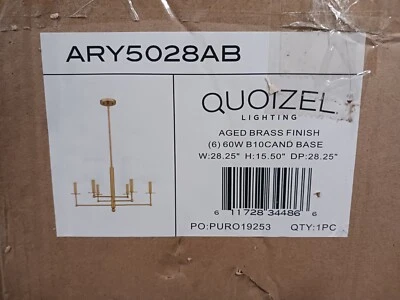 Lámpara de techo de latón envejecido Quoizel ARY5028AB Ardsley 6 luces 28 pulgadas Foto 1 de 4