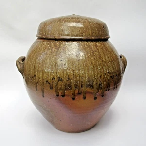 Svend Bayer, britische Studiokeramik Steinzeug holzbefeuert große Vorratsdose um 1990 - Bild 1 von 12