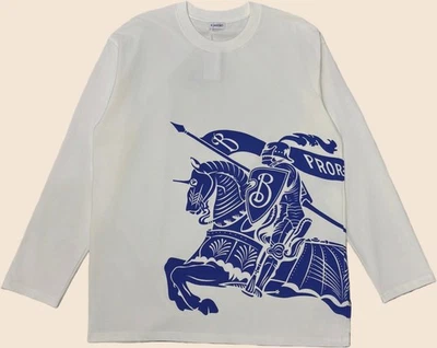 Burberry 25FW Caballo Estampado Blanco Cuello Redondo Manga Larga Sudaderas Foto 1 de 4