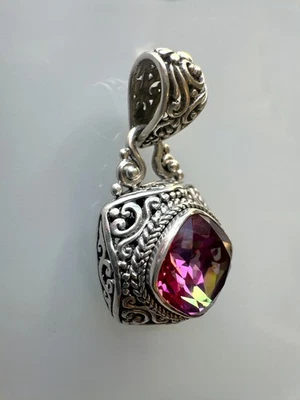 SARDA 925 Sterling Silver Pink Mystic Topaz  3D Design Pendant Only - Image 1 of 4