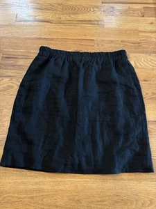 J.Crew 100% Linen Skirt Women's Sz Large Black Lined Pockets Stretch Waist - Picture 1 of 9