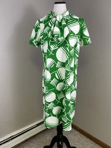 Vintage 70er Jahre Mod Print Double Strick Kleid Gr. L/XL - Bild 1 von 11