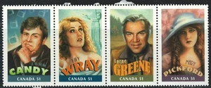 CANADÁ 2007 Muy Finas MNH Bloque 4 Estampillas Scott # 2254a-d Canadienses en Hollywood - Imagen 1 de 1