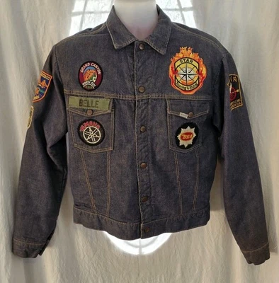 Chaqueta Vaquera Sears Roebuck Vintage Años 70 Rojo Forro Acolchado Parches Motociclista (LEER) Foto 1 de 4