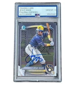 Jesus Made Signed Card 1st Bowman Chrome Auto Milwaukee Brewers PSA - Picture 1 of 2