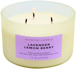 Lavender Lemon Berry Scented Candle | Large Aromatherapy Stress Relief 3 Wick... - Picture 1 of 9