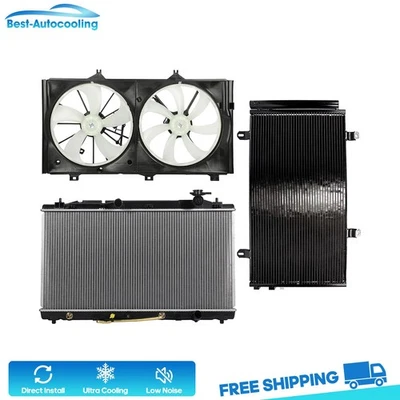 Aluminum Radiator Condenser & Cooling Fan Kit For 2009 2010 11-2012 Toyota Venza Foto 1 de 4