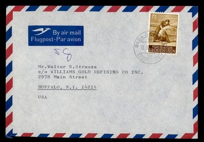 DR WHO 1966 LIECHTENSTEIN SCHAAN CORREO AÉREO A EE. UU. m23569 Foto 1 de 2