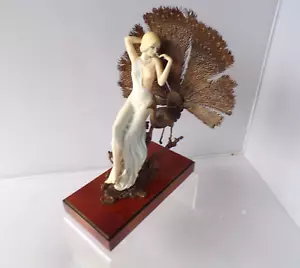 Mandalay Sculpture by Albany, Art Deco Semi-Nude Woman with Peacock, Decor - Picture 1 of 14