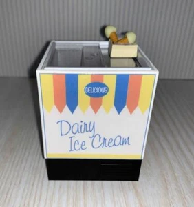 MINIATURE DOLLHOUSE 1:12 SCALE DECORATED ICE CREAM/DINER FREEZER - CH4 - Picture 1 of 7