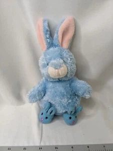 Russ Flopsy Blue Rabbit Plush Bunny Slippers 8 Inch Stuffed Animal Toy - Picture 1 of 10