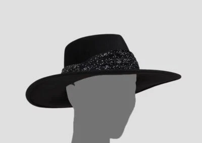 Fedora Eugenia Kim Mujer Negro Brillo Harlowe Terciopelo Lana Fieltro Talla Única $455 Foto 1 de 2
