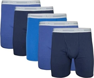 Gildan Men's Underwear Boxer Briefs, Multipack, Navy/Metro Blue/Antique Royal (5 - Picture 1 of 5