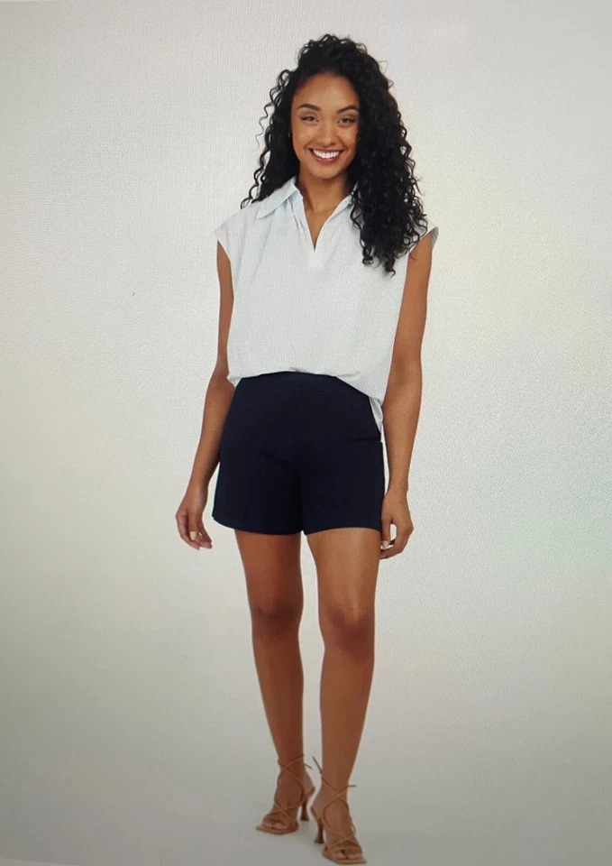 SPANX Polished 6" On the Go Shorts Women M Black 20370R Pockets Tummy Control