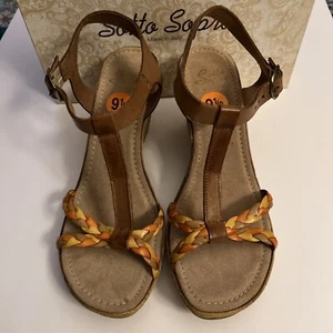 Sotta Sopra Italy Multi Color Leather Colonia Wedge Platform Sandals 9.5 New - Picture 1 of 8