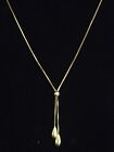 10k Solid Yellow Gold Lavalier Y Drop Dangle Bead Ball 17" Box Chain Necklace