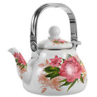 Enamel Tea Kettle Floral Pattern Vintage Farmhouse Water Boiling Pot